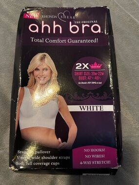 Rhonda Shear ahh Bra White Pullover Comfort bra 2X